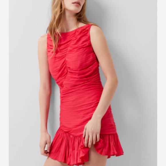 French Connection Dresses & Skirts - French Connection Althea Satin Sleeveless Draped Mini Dress, Azalea